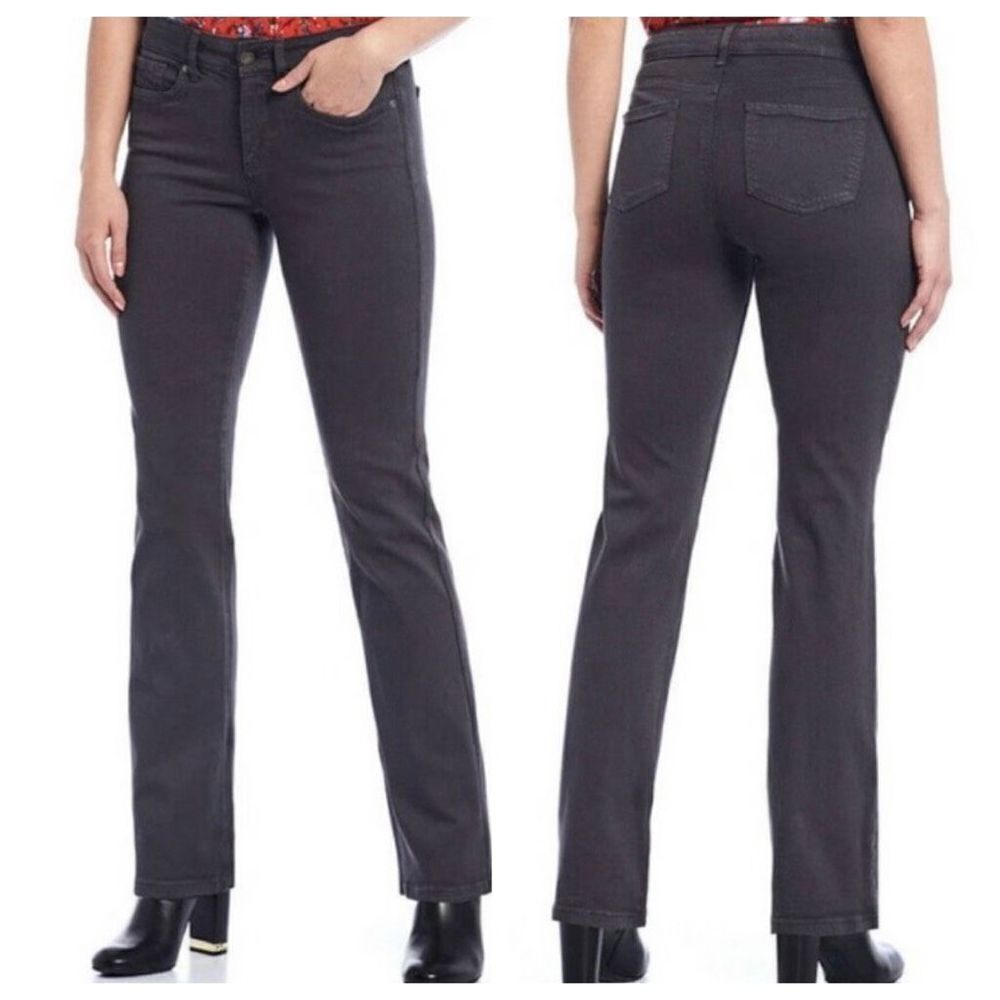 NYDJ Marilyn Straight Stretch High-Rise‎ Jeans Tummy Ab Technology Black 10P